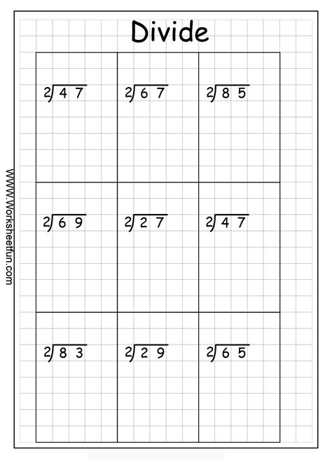 Long Division 2 Digits By 1 Digit Worksheets
