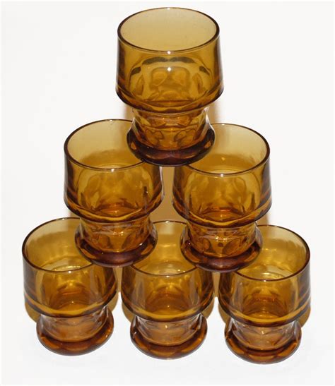 Set Of 6 Vintage Libbey Glassware Amber Topaz By Antiquesnoldies