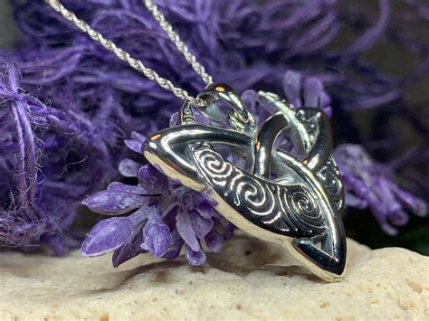 Trinity Knot Necklace Moon Necklace Triquetra Pendant Celtic Jewelry