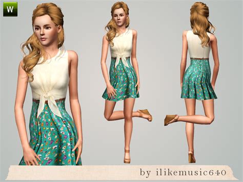 The Sims Resource Tie Top And Floral Skirt Af