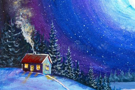 Christmas New Year Fairy Painting Christmas Tree And Snowman In Winter