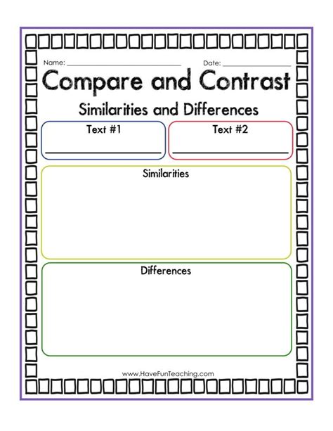 Compare And Contrast Worksheets Have Fun Teaching Have Fun Teaching