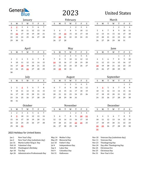 2023 Calendar With Federal Holidays 2023 Printable Us Calendar