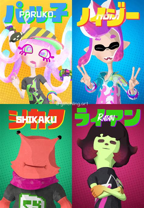 Splatoon Abxy Chirpy Chips Band Poster 1 By Glitchykaida On