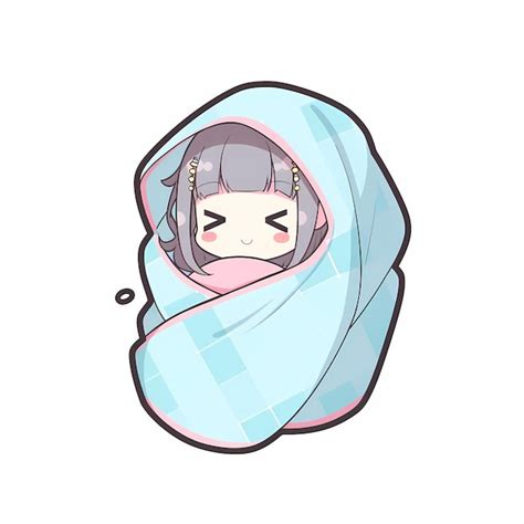 Premium Ai Image Kawaii Sleepy Blanket Girl Chibi Anime Vector Art