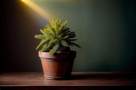 Premium Ai Image A Potted Plant Sitting On Top Of A Wooden Table