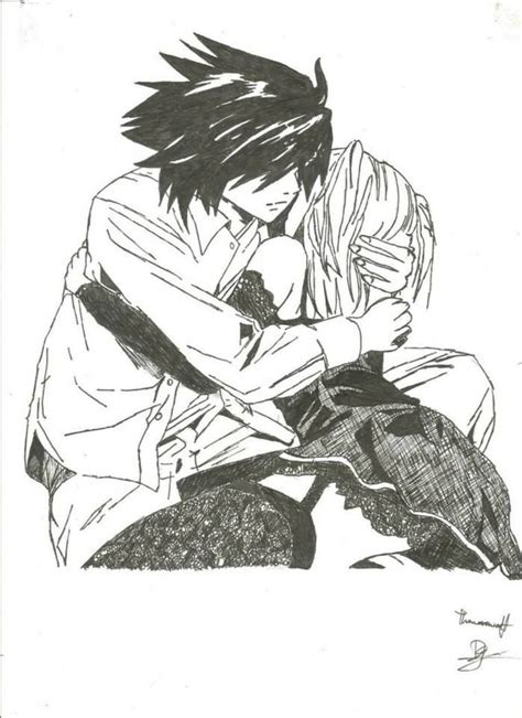 L And Misa ♥ Misaamane L Hug Death Note Fanart Death Note L Art