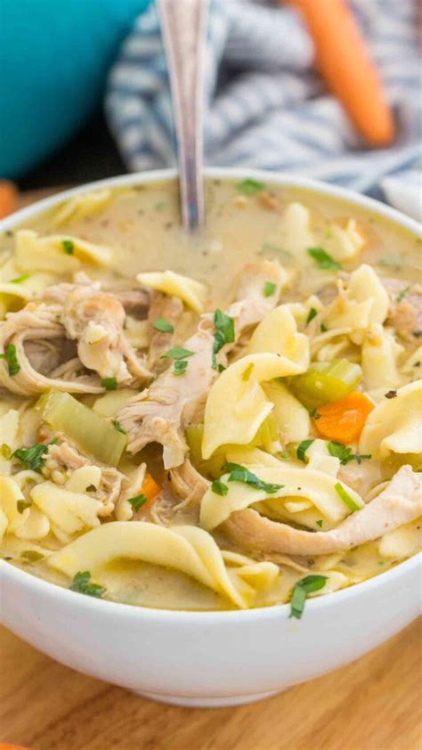 A homemade chicken noodle soup recipe made from scratch using a whole chicken. Homemade Chicken Noodle Soup VIDEO - Sweet and Savory Meals