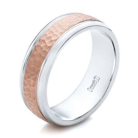 This art deco wedding band is the perfect rose gold wedding band or gift so it is eye catching and emphasizes the adornment perfectly and this mens wedding band has a very masculine appearance. Custom Men's Hammered Rose Gold and White Gold Band ...