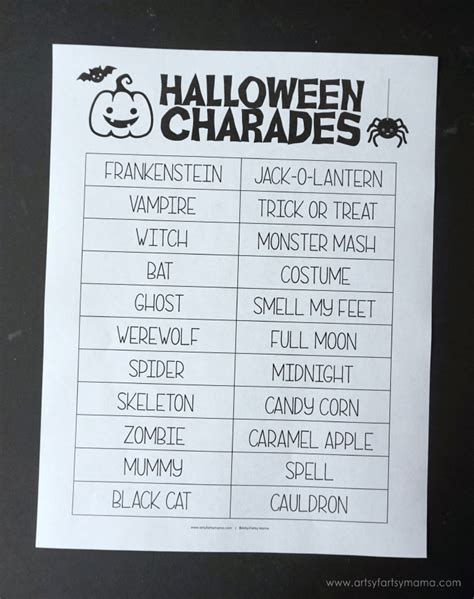 Halloween Charades Printable Free Printable Templates