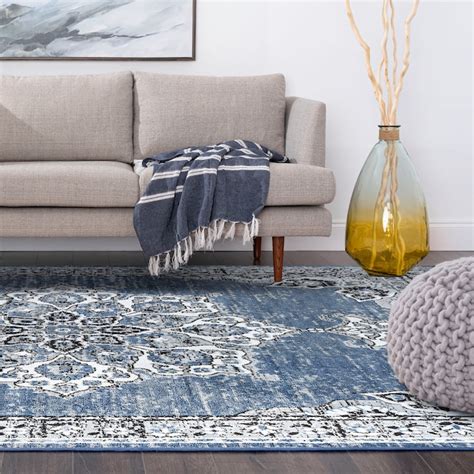 Tayse Wyatt 8 X 10 Ft Blue Indoor Area Rug In The Rugs Department At