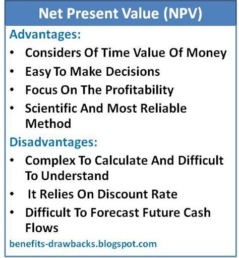 Advantages And Disadvantages Of Net Present Value Benefits Drawbacks