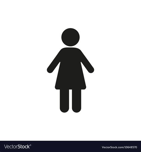 Simple Black Single Woman Icon Symbol Stickfigure Vector Image