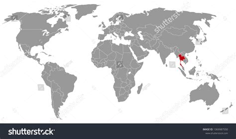 Thailand On World Map Vector De Stock Libre De Regalías 1369987550