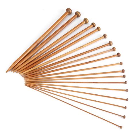 Bamboo Knitting Needles Carbonized Single Pointed Set 18 Sizes Needle from 2mm to 10mm Knitting ...