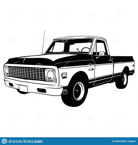Pickup Lifted 1972 Muscle Car Classic Car Stencil