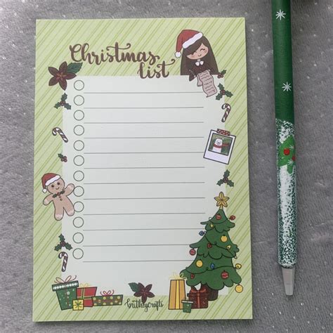 Christmas List Notepad Exclusive Design By Brithzycrafts Etsy