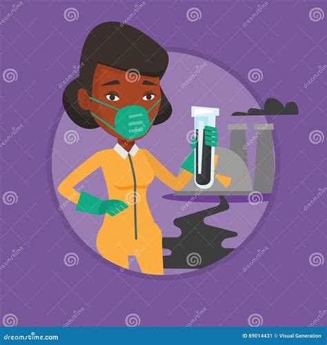 Woman In Radiation Protective Suit With Test Tube Stock Vector