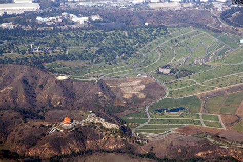 Aerial View Of Rose Hills Memorial Park In Whittier Ca