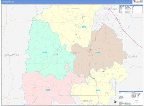 Pike County Ga Wall Map Color Cast Style By Marketmaps