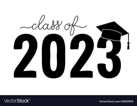 Class Of 2023 Lettering With Graduation Hat Vector Image
