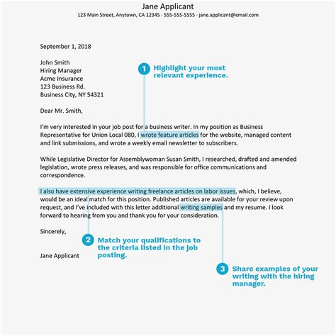Business format and overall quality of writing ability. Sample Cover Letter - Writing Position