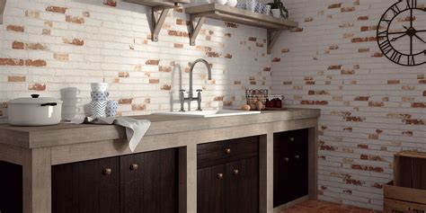 Manhattan Rustic White And Red Brick Effect Tiles Brick Effect Tiles