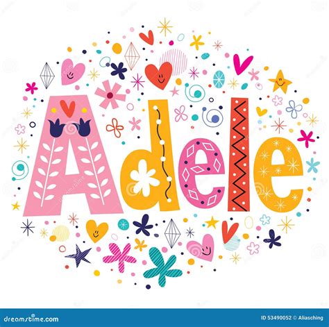 Adele Female Name Decorative Lettering Type Design Stock Vector