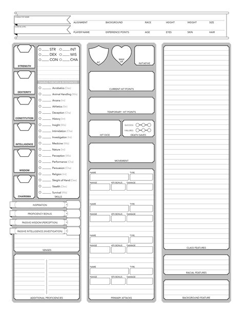 Printable Dungeons And Dragons Character Sheet