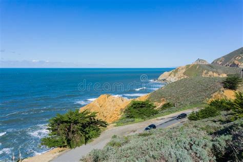 Aerial View Of Scenic Highway On The Pacific Ocean Coast Devil S Slide