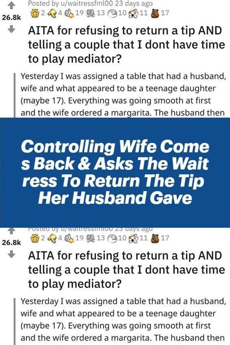 Controlling Wife Comes Back Asks The Waitress To Return The Tip Her Husband Gave Artofit