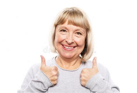 mature lady grandmother granny grandma she is showing okay sign stock image image of person