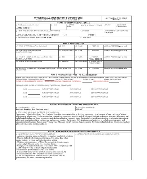 Army Oer Support Form Examples Army Military