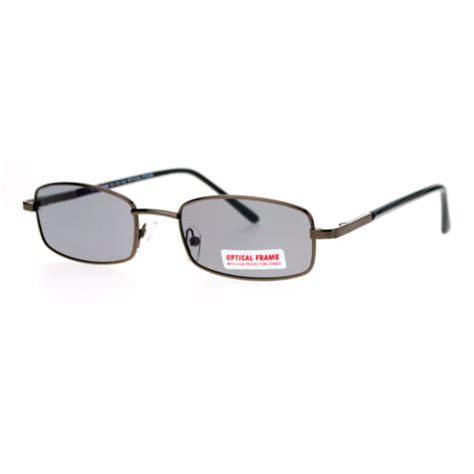 Sa106 Mens Color Lens Narrow Rectangular Metal Rim Classic Sunglasses