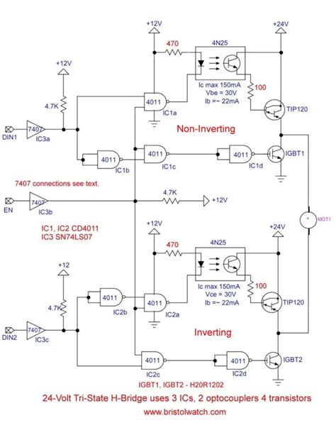 H Bridge Schematic With Darlington Igbt Transistor Outputs