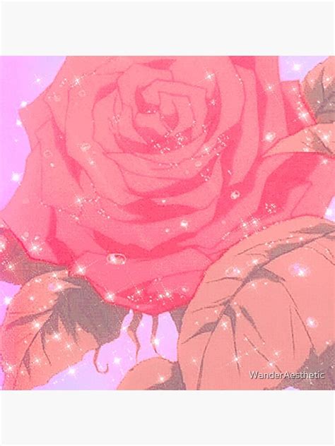 Rose Flower Lofi Anime Glitter Aesthetic Photographic Print By