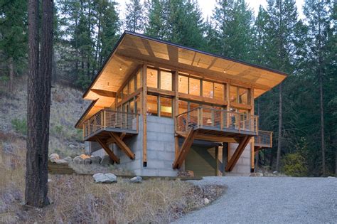 A 1600 Square Foot Cabin Built Into A Steep Hillside Overlooking A