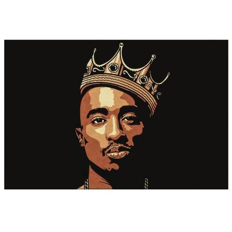 Tupac 2pac Shakur With Crown On Framed Canvas Wall Art Print Hip