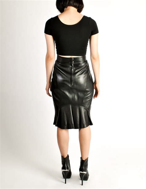 Alaïa Vintage Black Leather Pencil Skirt From Amarcord Vintage Fashion
