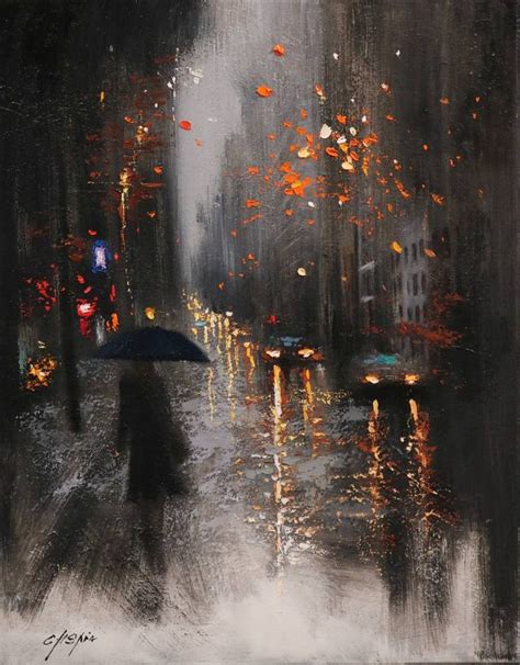 Rainy Day October 20 Art Print World Art Day Painting Rain Art