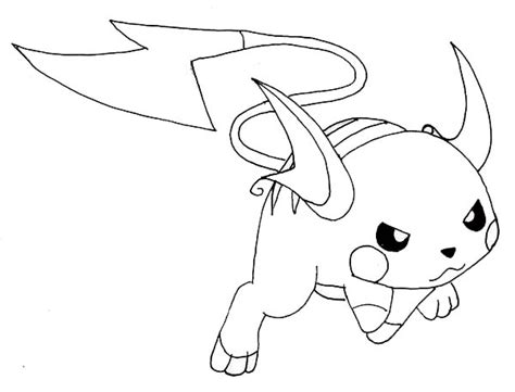 Raichu Fighting Pose Coloring Page Color Luna