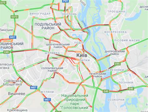Пробки в Киеве - карта самых загруженных дорог