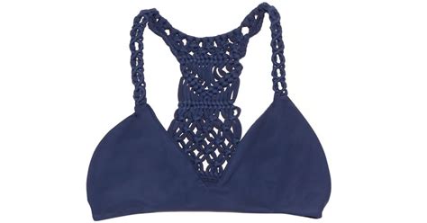 Mikoh Swimwear Floripa Crochet Racer Back Bikini Top In Blue Lyst