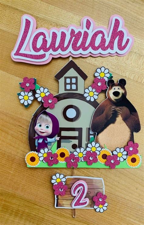 Personalized Masha And The Bear Cake Topper Etsy In 2020 Bear Cake Topper Masha And The