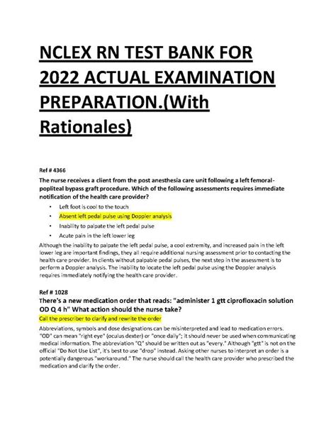 Nclex Rn Actual Exam Questions And Answers 2022 With Explanation A
