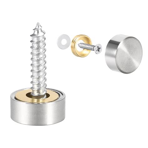 Mirror Screws Decorative Caps Cover Nails Brushed Stainless Steel 12mm