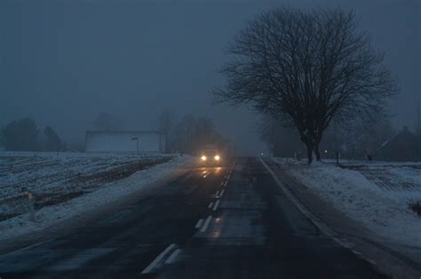 Wallpaper Night Car Snow Road Evening Morning Mist Frost