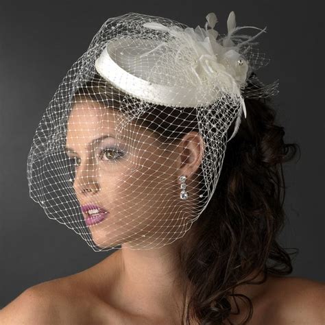 Chic Vintage Look Bridal Hat With Birdcage Veil Wedding Hats Bridal