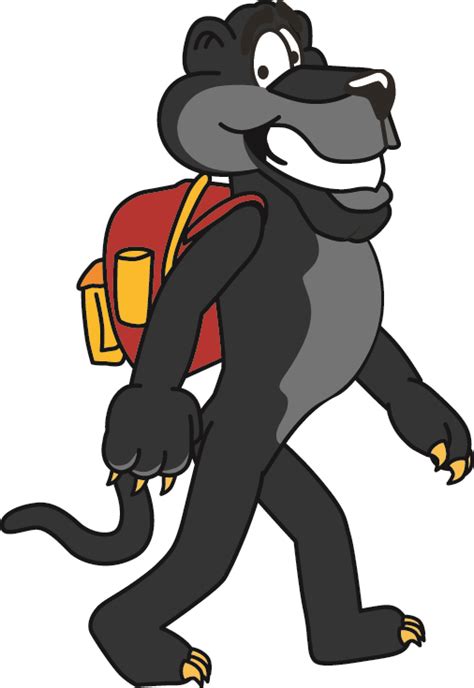 Clip Art Illustration Of A Cartoon Panther Walking With Back Pac