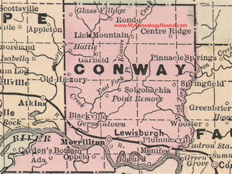 Conway County Arkansas 1889 Map